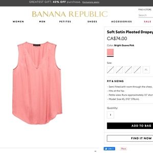 Banana Republic Tops - ⚡️2/$20⚡️BR Satin top EUC Banana Republic Tops - ⚡️2/$20⚡️BR Satin top EUC